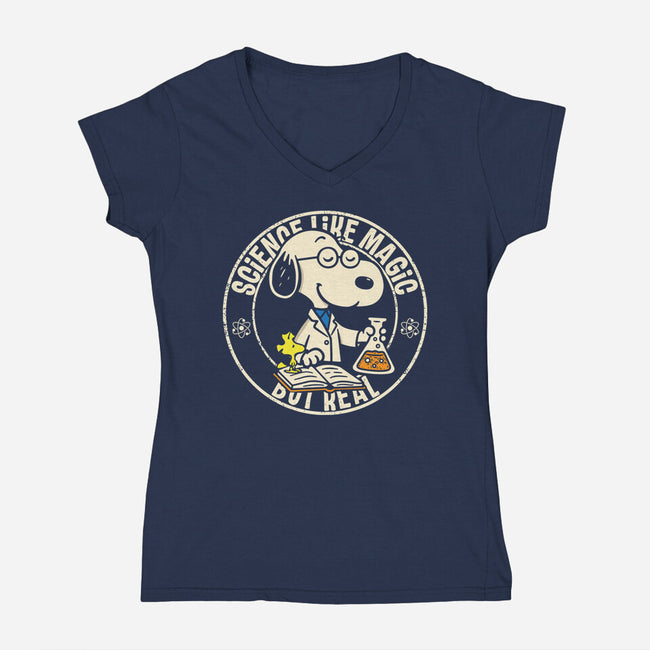 Science Like Magic But Real-Womens-V-Neck-Tee-turborat14