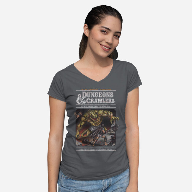 Dungeons And Crawlers-Womens-V-Neck-Tee-NMdesign