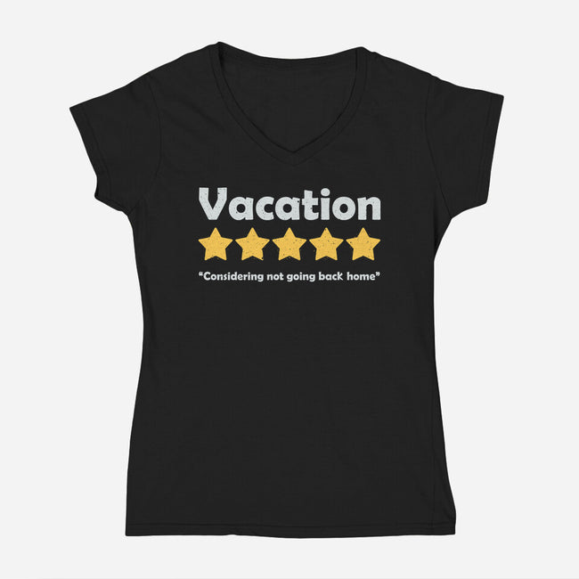Vacation Review-Womens-V-Neck-Tee-NMdesign