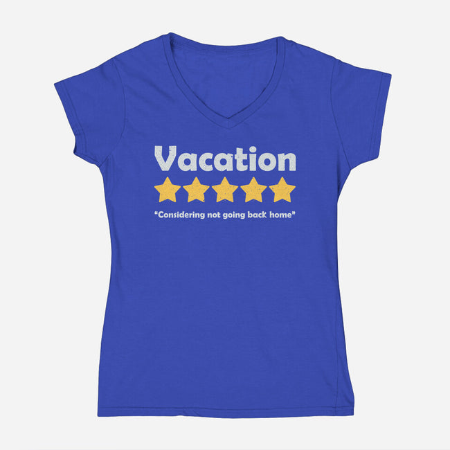 Vacation Review-Womens-V-Neck-Tee-NMdesign
