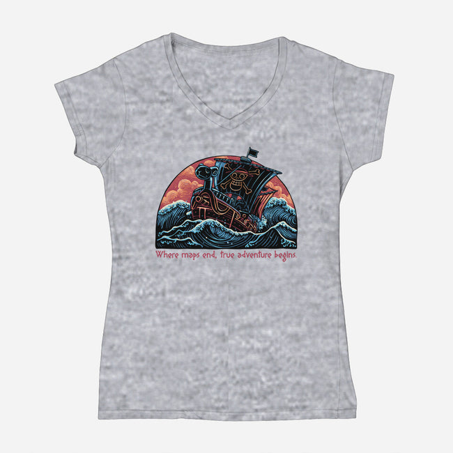 Where Maps End-Womens-V-Neck-Tee-glitchygorilla