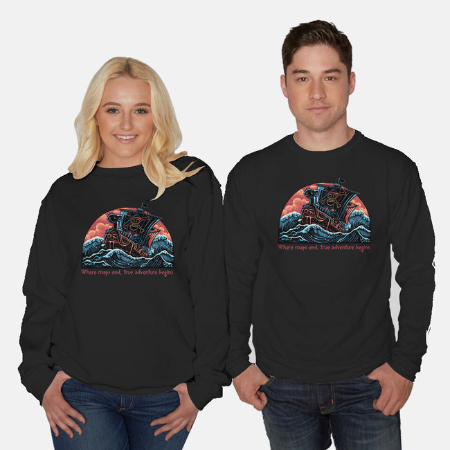 Where Maps End-Unisex-Crew Neck-Sweatshirt-glitchygorilla