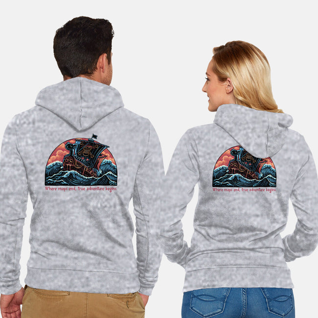 Where Maps End-Unisex-Zip-Up-Sweatshirt-glitchygorilla