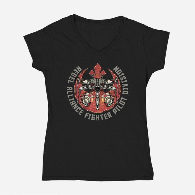 Fighter Pilot Division-Womens-V-Neck-Tee-glitchygorilla