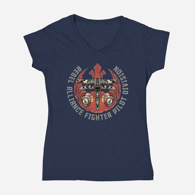Fighter Pilot Division-Womens-V-Neck-Tee-glitchygorilla