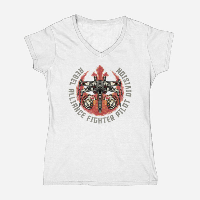 Fighter Pilot Division-Womens-V-Neck-Tee-glitchygorilla