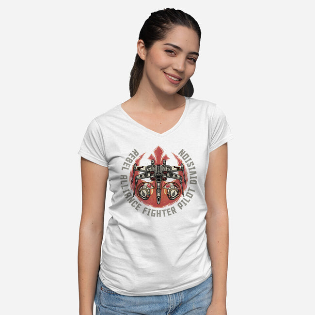 Fighter Pilot Division-Womens-V-Neck-Tee-glitchygorilla