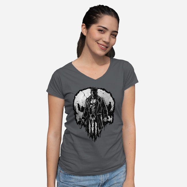 He Who Punishes-Womens-V-Neck-Tee-glitchygorilla