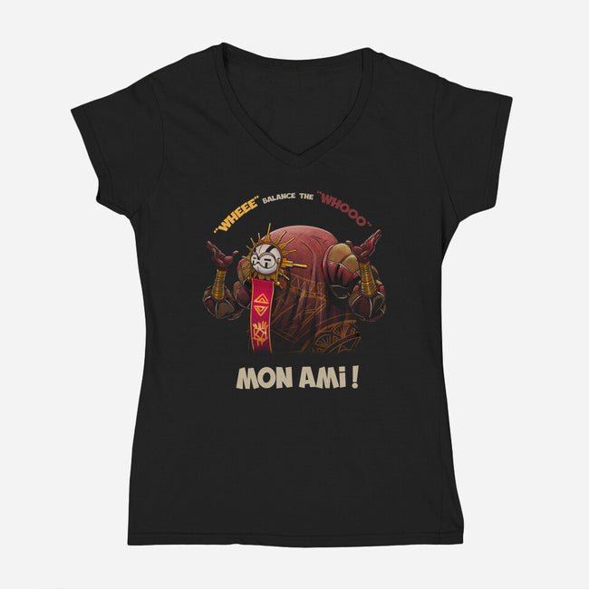 Balance The Whooo-Womens-V-Neck-Tee-meca artwork