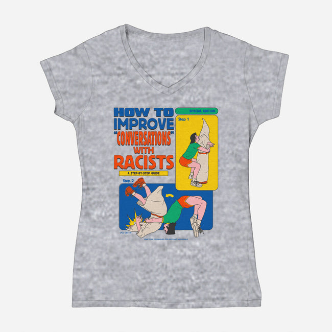 How To Improve Conversations-Womens-V-Neck-Tee-Hafaell