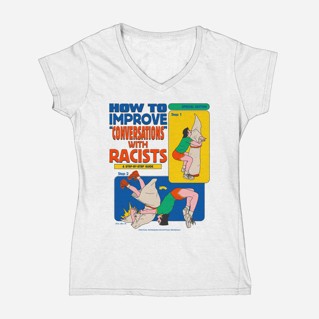 How To Improve Conversations-Womens-V-Neck-Tee-Hafaell