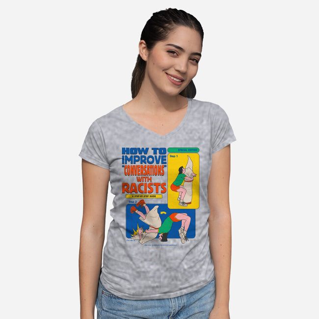 How To Improve Conversations-Womens-V-Neck-Tee-Hafaell