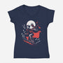 Retro Crow-Womens-V-Neck-Tee-zascanauta
