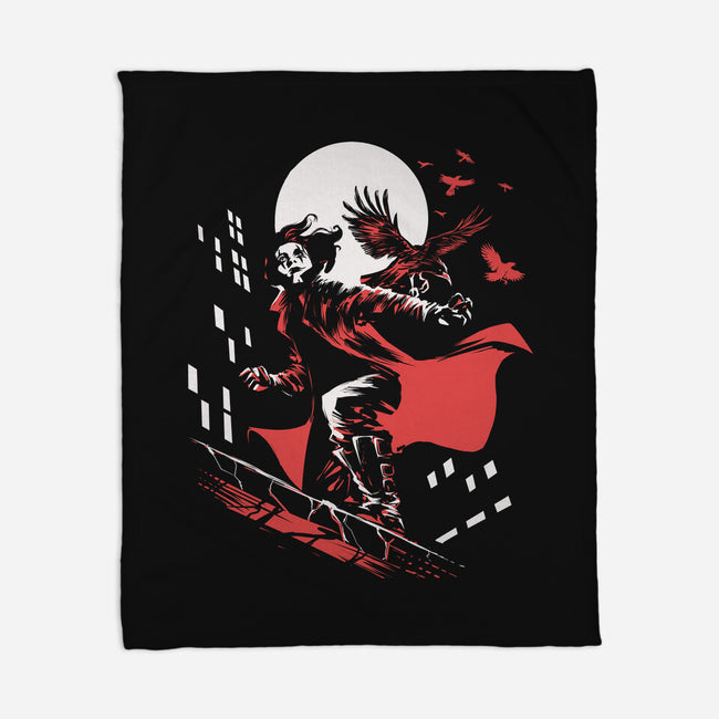 Retro Crow-None-Fleece-Blanket-zascanauta