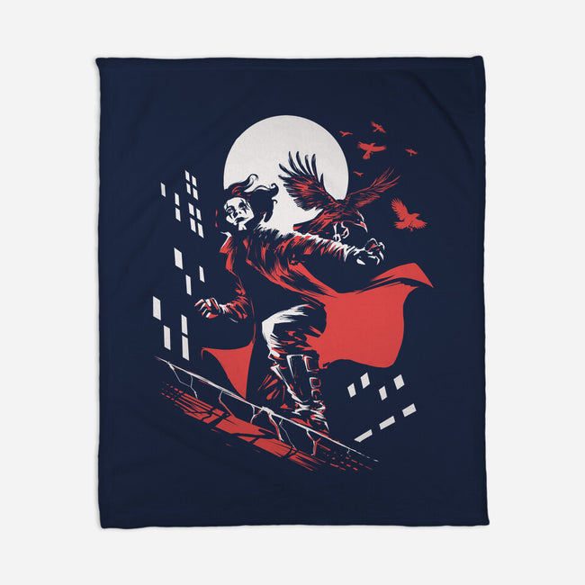 Retro Crow-None-Fleece-Blanket-zascanauta