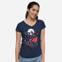 Retro Crow-Womens-V-Neck-Tee-zascanauta