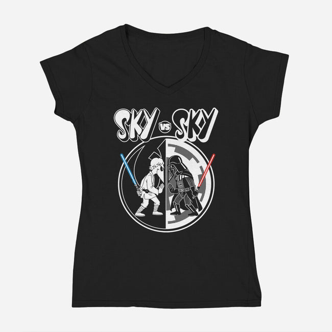 Sky Vs Sky-Womens-V-Neck-Tee-CappO