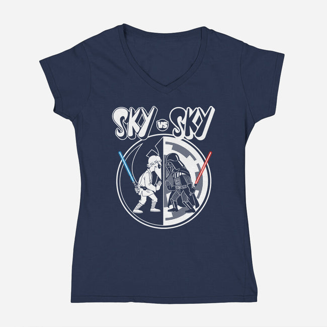 Sky Vs Sky-Womens-V-Neck-Tee-CappO