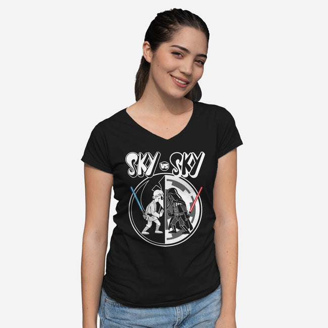 Sky Vs Sky-Womens-V-Neck-Tee-CappO