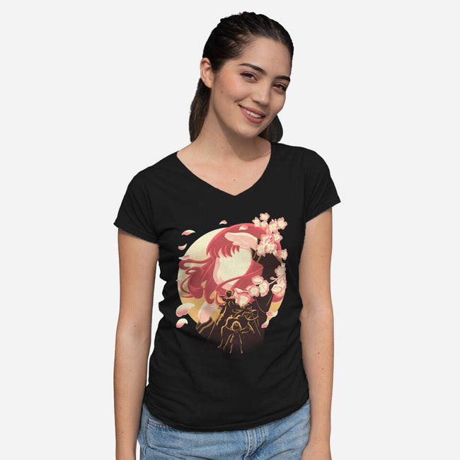 Telepath Subject 007-Womens-V-Neck-Tee-rmatix