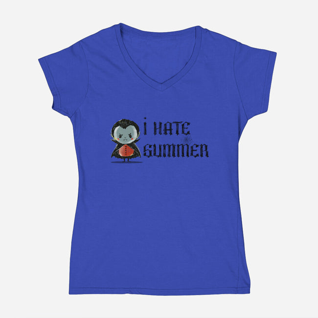 I Hate Summer-Womens-V-Neck-Tee-kharmazero