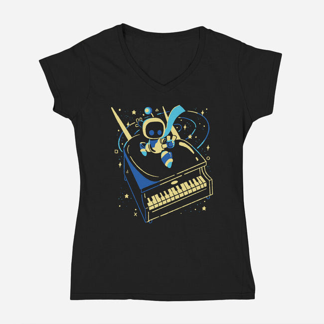 Rocket Bot-Womens-V-Neck-Tee-Willdesiner