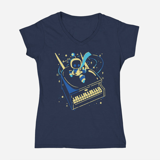 Rocket Bot-Womens-V-Neck-Tee-Willdesiner