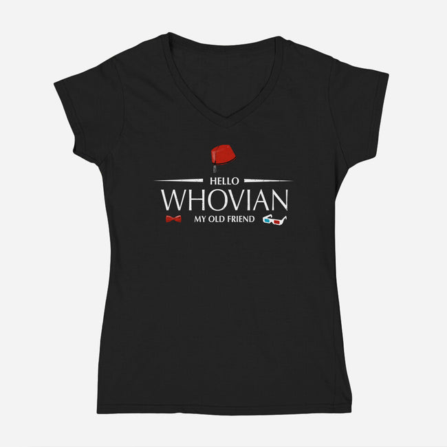 Hello Whovian My Old Friend-Womens-V-Neck-Tee-kharmazero