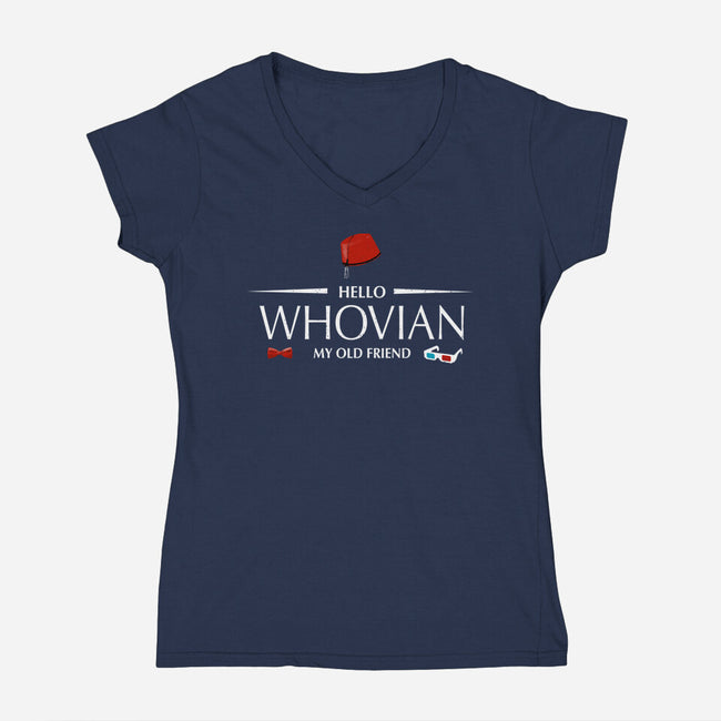 Hello Whovian My Old Friend-Womens-V-Neck-Tee-kharmazero