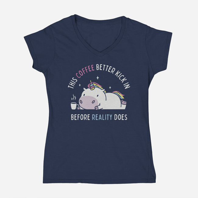 Coffee Before Reality-Womens-V-Neck-Tee-brunopires