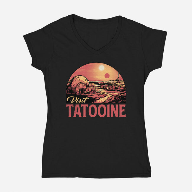 Visit This Planet-Womens-V-Neck-Tee-glitchygorilla