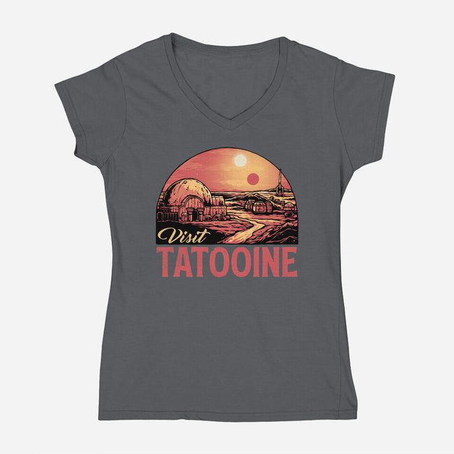 Visit This Planet-Womens-V-Neck-Tee-glitchygorilla