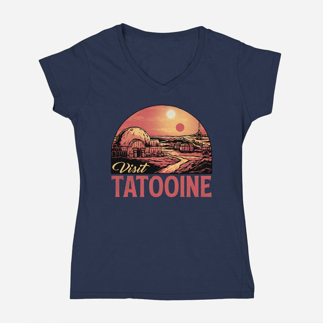 Visit This Planet-Womens-V-Neck-Tee-glitchygorilla