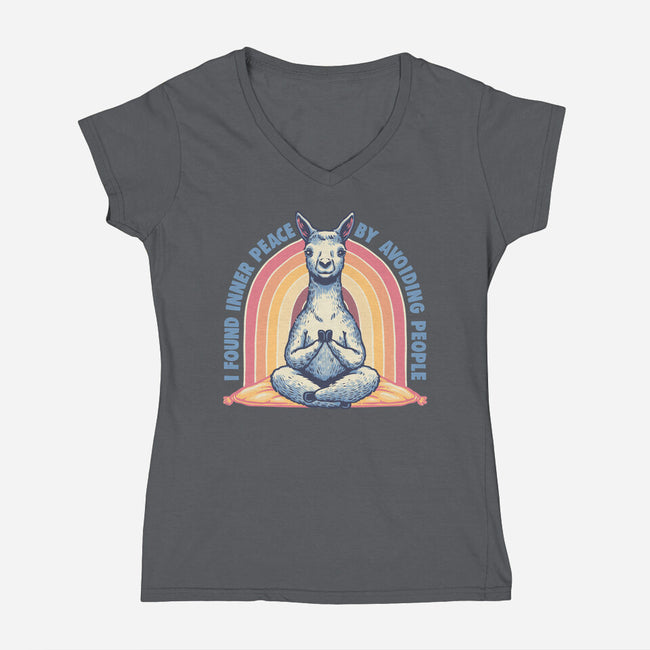 I Found Inner Peace-Womens-V-Neck-Tee-glitchygorilla