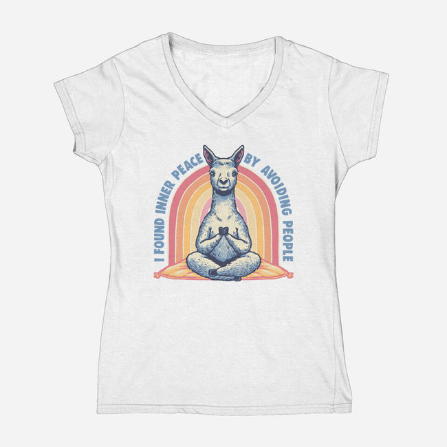 I Found Inner Peace-Womens-V-Neck-Tee-glitchygorilla