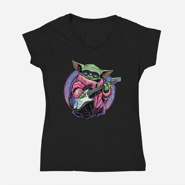 Electric Galaxy-Womens-V-Neck-Tee-glitchygorilla