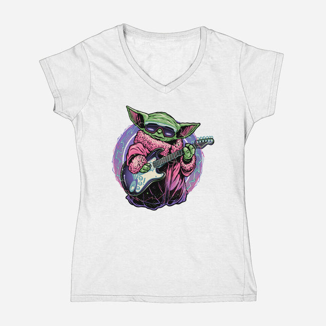 Electric Galaxy-Womens-V-Neck-Tee-glitchygorilla