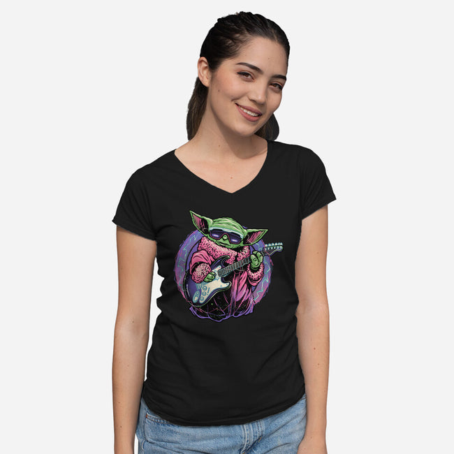 Electric Galaxy-Womens-V-Neck-Tee-glitchygorilla