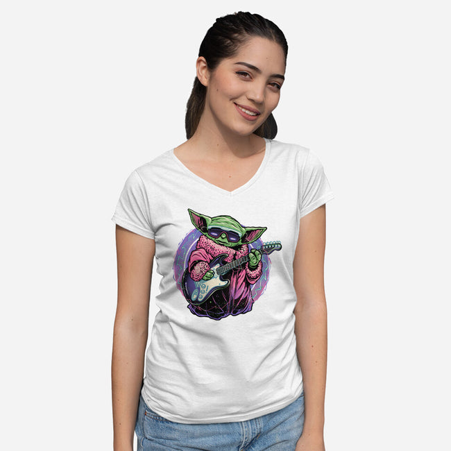 Electric Galaxy-Womens-V-Neck-Tee-glitchygorilla