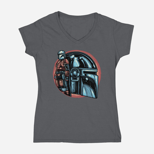 Bounty Hunters Code-Womens-V-Neck-Tee-glitchygorilla