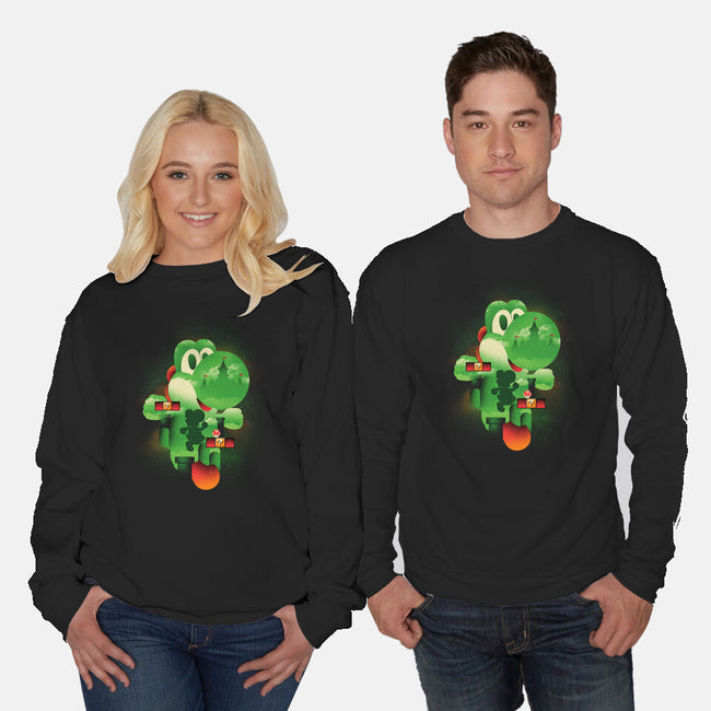 Yoshi World-Unisex-Crew Neck-Sweatshirt-dandingeroz