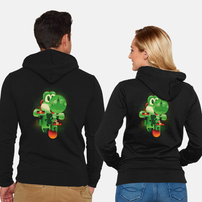 Yoshi World-Unisex-Zip-Up-Sweatshirt-dandingeroz