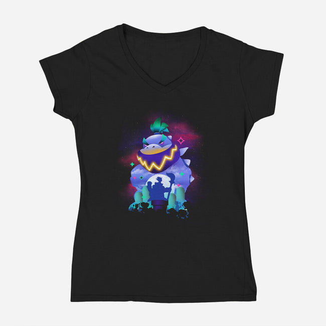 Junior Villain World-Womens-V-Neck-Tee-dandingeroz
