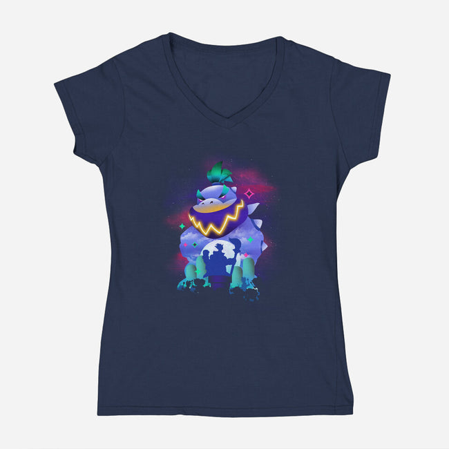 Junior Villain World-Womens-V-Neck-Tee-dandingeroz