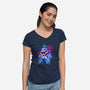 Junior Villain World-Womens-V-Neck-Tee-dandingeroz