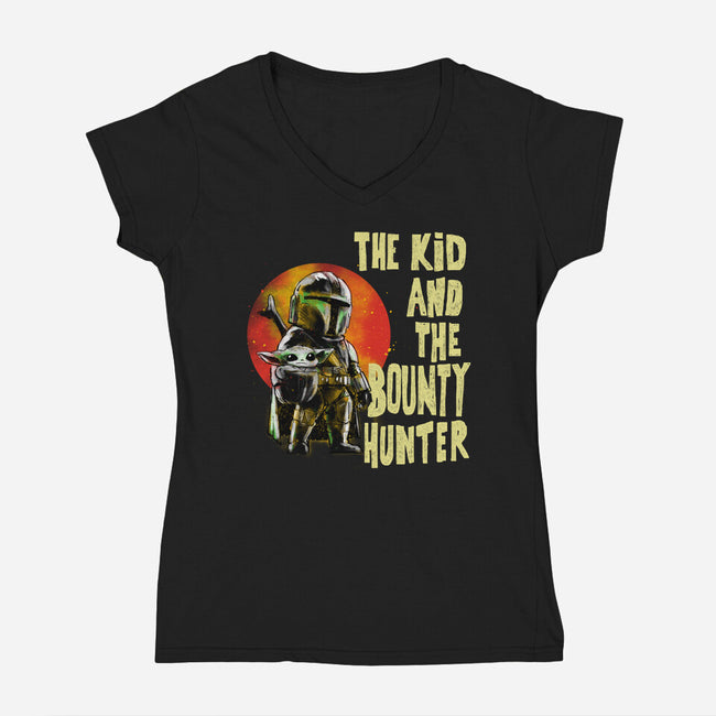 The Kin And The Bounty Hunter-Womens-V-Neck-Tee-kharmazero