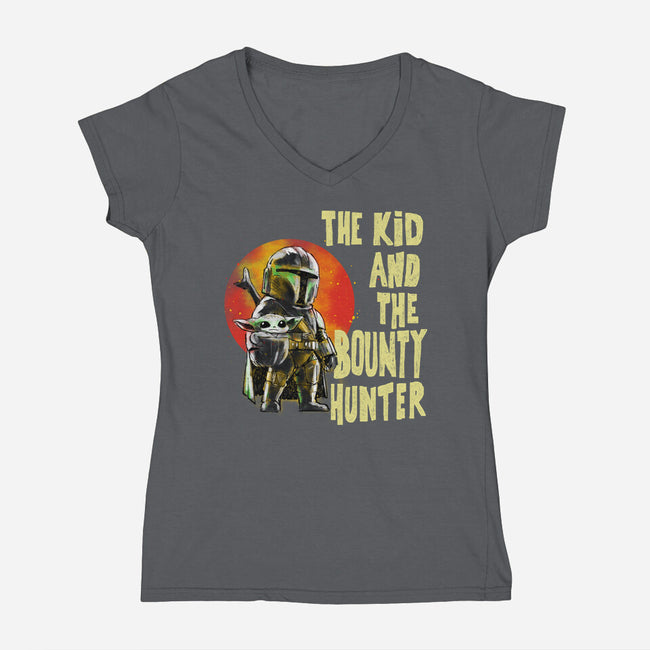 The Kin And The Bounty Hunter-Womens-V-Neck-Tee-kharmazero
