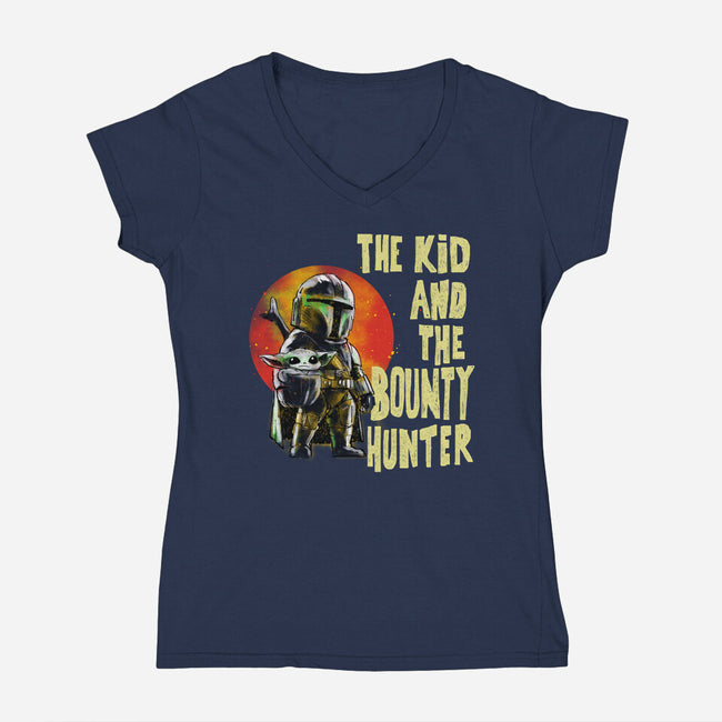 The Kin And The Bounty Hunter-Womens-V-Neck-Tee-kharmazero