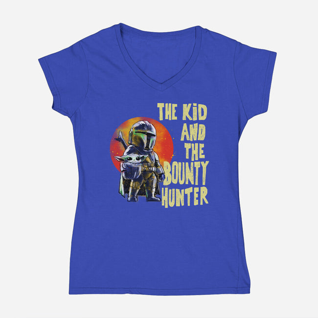 The Kin And The Bounty Hunter-Womens-V-Neck-Tee-kharmazero