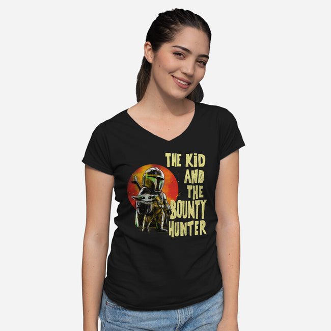 The Kin And The Bounty Hunter-Womens-V-Neck-Tee-kharmazero